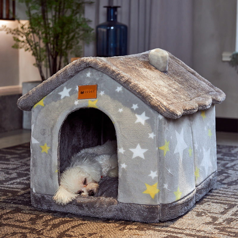 Foldable Dog House Pet Cat Bed Winter Dog Villa Sleep Kennel Removable Nest